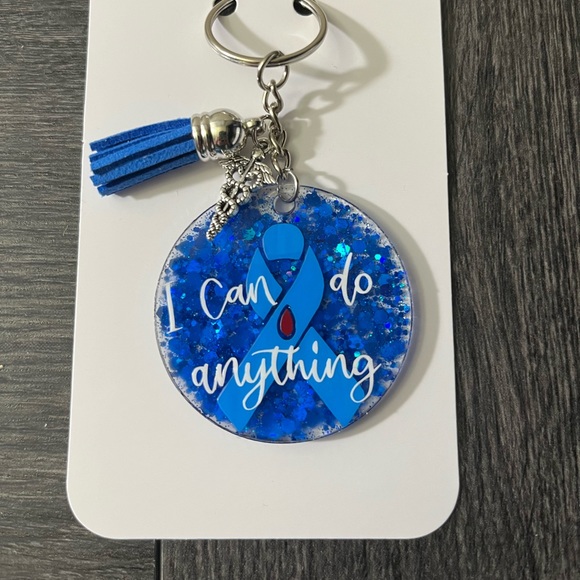Hand crafted blue Diabetes Awareness keychain - Picture 2 of 3